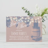 Rustikaler Wein Barrel Weinkeller Brautparty Einladung (Stehend Vorderseite)