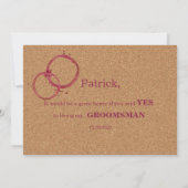 Rustikaler Wein Cork werden Sie mein Trauzeuge ein Einladung (Rückseite)