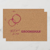 Rustikaler Wein Cork werden Sie mein Trauzeuge ein Einladung (Vorne/Hinten)
