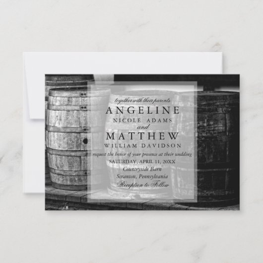 Rustikaler Wein Weintrauben Einladung Hochzeit (Vorderseite)