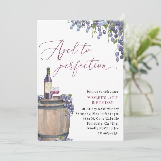 Rustikaler Wein zum Geburtstag, vollmundig Einladung (Stehend Vorderseite)