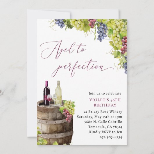 Rustikaler Wein zum Geburtstag, vollmundig Einladung (Vorderseite)