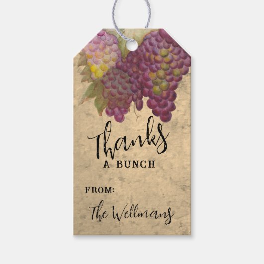 Rustikaler Weingarten 60. "Danke an den Bunch" Per Geschenkanhänger (Vorderseite)