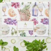 Rustikaler Weinkäse Weintrauben Geschirrtuch (Gefaltet)