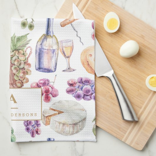 Rustikaler Weinkäse Weintrauben Geschirrtuch (Viertel Falte)