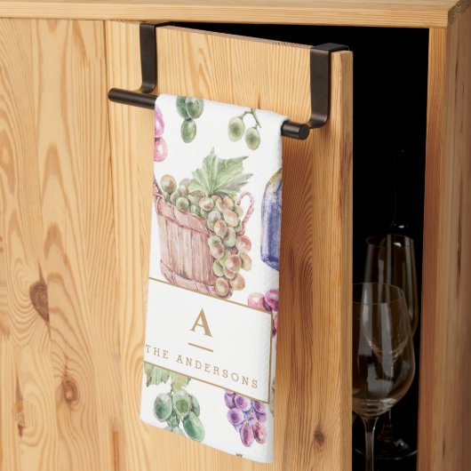 Rustikaler Weinkäse Weintrauben Geschirrtuch (Drittel gefaltet)