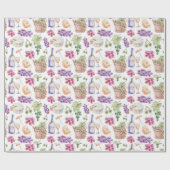 Rustikaler Weinkeller Trauben Wasserfarbenes Muste Geschenkpapier (Flach)