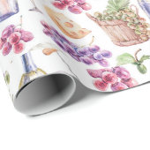 Rustikaler Weinkeller Trauben Wasserfarbenes Muste Geschenkpapier (Rolleneckpunkt)