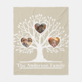 Rustikaler Weiß 3 Foto Familienbaum Personalisiert Fleecedecke (Vorderseite)