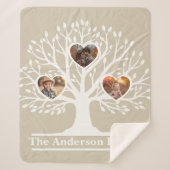 Rustikaler Weiß 3 Foto Familienbaum Personalisiert Sherpadecke (Vorderseite)