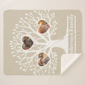 Rustikaler Weiß 3 Foto Familienbaum Personalisiert Sherpadecke (Vorderseite (Horizontal))