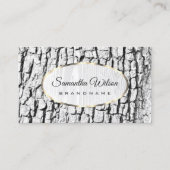 Rustikaler weißer Baum Bark Holz Grain Oval Gold B Visitenkarte (Vorderseite)