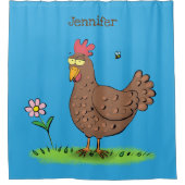 Rustikaler, weißer Cartoon Duschvorhang (Vorderseite)