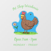 Rustikaler, weißer Cartoon Fensteraufkleber (Blatt)