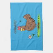 Rustikaler, weißer Cartoon Geschirrtuch (Vertikal)