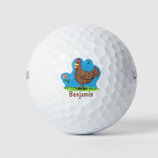 Rustikaler, weißer Cartoon Golfball (Vorderseite)