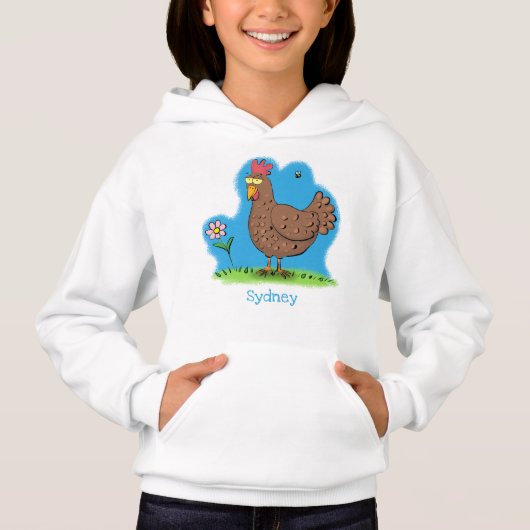 Rustikaler, weißer Cartoon Hoodie (Vorderseite)
