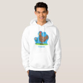 Rustikaler, weißer Cartoon Hoodie (Vorne ganz)