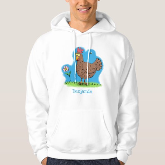 Rustikaler, weißer Cartoon Hoodie (Vorderseite)