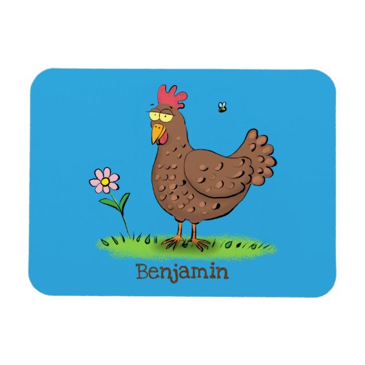 Rustikaler, weißer Cartoon Magnet (Horizontal)