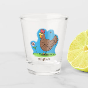 Rustikaler, weißer Cartoon Schnapsglas