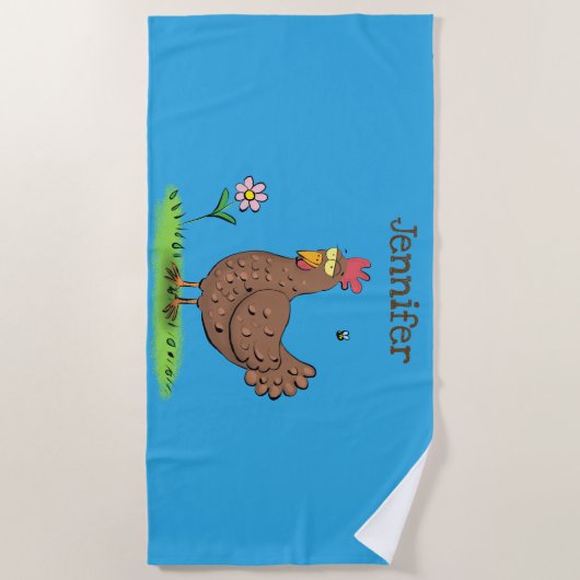 Rustikaler, weißer Cartoon Strandtuch (Vorderseite)