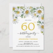 Rustikaler weißer Daisy floral Botanischer Geburts Einladung (Vorderseite)