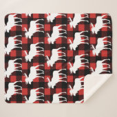 Rustikaler weißer Elch-u. Büffel-Karo kariert Sherpadecke (Vorderseite (Horizontal))