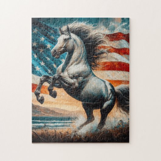 Rustikaler, weißer Hengst aus den USA Puzzle (Vertikal)