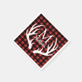Rustikaler Weißer Hirsch Antlers Buffalo Karo Kari Serviette (Ecke)