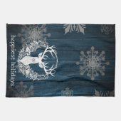 Rustikaler Weißer Rentier | Blau Geschirrtuch (Horizontal)