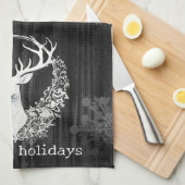 Rustikaler Weißer Rentier Geschirrtuch (Viertel Falte)