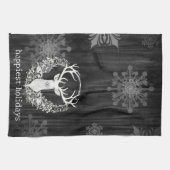 Rustikaler Weißer Rentier Geschirrtuch (Horizontal)