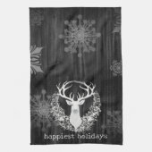 Rustikaler Weißer Rentier Geschirrtuch (Vertikal)