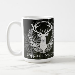 Rustikaler Weißer Rentier Green Kaffeetasse
