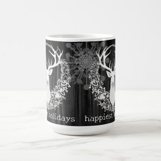 Rustikaler Weißer Rentier Kaffeetasse (Mittel)