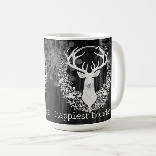 Rustikaler Weißer Rentier Kaffeetasse (VorderseiteRechts)