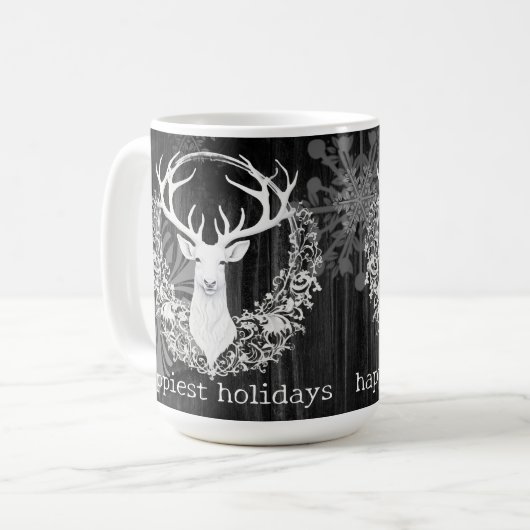 Rustikaler Weißer Rentier Kaffeetasse (Vorderseite Links)