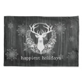 Rustikaler Weißer Rentier Kissenbezug (Rückseite)