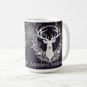 Rustikaler Weißer Rentier | Lila Kaffeetasse (VorderseiteRechts)