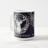 Rustikaler Weißer Rentier | Lila Kaffeetasse (Vorderseite Links)