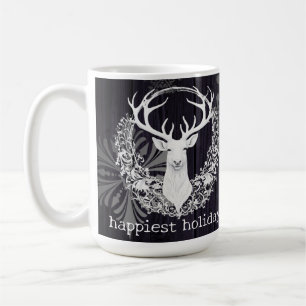 Rustikaler Weißer Rentier   Lila Kaffeetasse