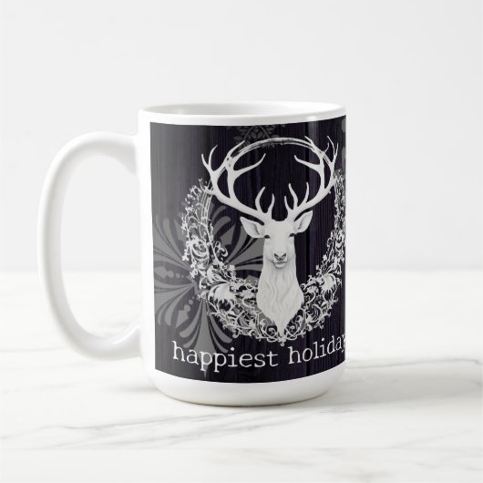 Rustikaler Weißer Rentier | Lila Kaffeetasse (Links)