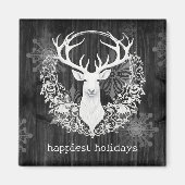 Rustikaler Weißer Rentier Magnet (Vorne)