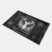 Rustikaler Weißer Rentier Personalisiert Fußmatte (Schrägansicht)