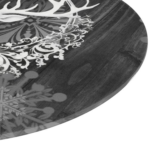 Rustikaler Weißer Rentier Personalisiert Schneidebrett (Ecke)