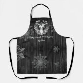 Rustikaler Weißer Rentier Personalisiert Schürze (Vorderseite)