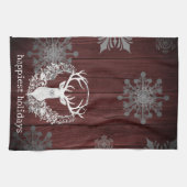 Rustikaler Weißer Rentier | Rot Geschirrtuch (Horizontal)