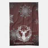 Rustikaler Weißer Rentier | Rot Geschirrtuch (Vertikal)