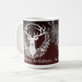 Rustikaler Weißer Rentier | Rot Kaffeetasse (Vorderseite Links)